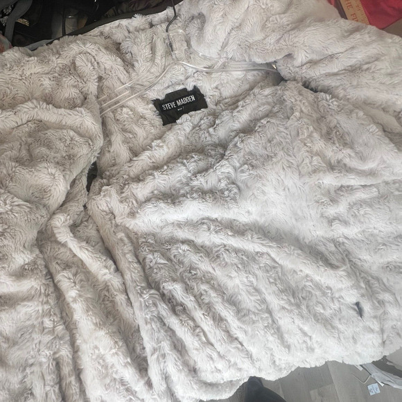 Steve Madden Womens Jacket Medium Glacier Quilted Puffer Olive Faux Fur Hooded - Picture 8 of 10